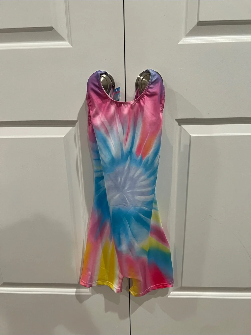 Girls' Multicolor Tie-Dye One-Piece Swimsuit - Pink, Blue & Yellow
